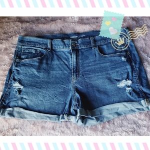 Mid-Rise Boyfriend Ripped Jean Shorts